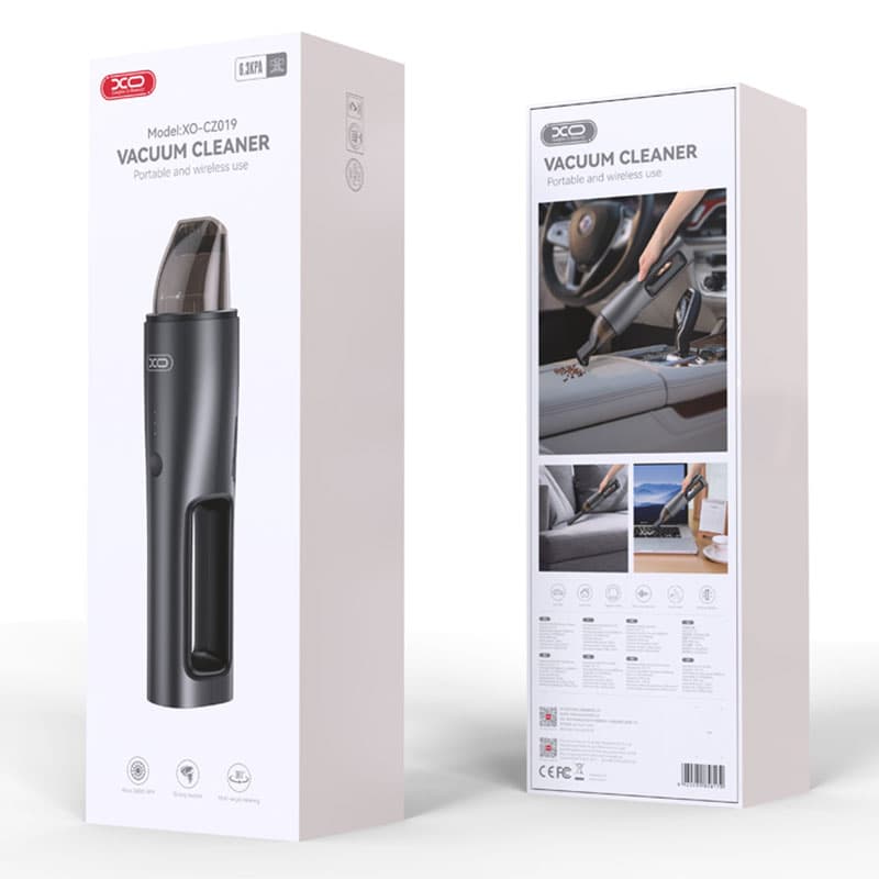 XO (CZ019) - Aspirator portabil, auto/casa, 5000mAh, motor cu perii, capacitate 120ml, filtru, Black 1