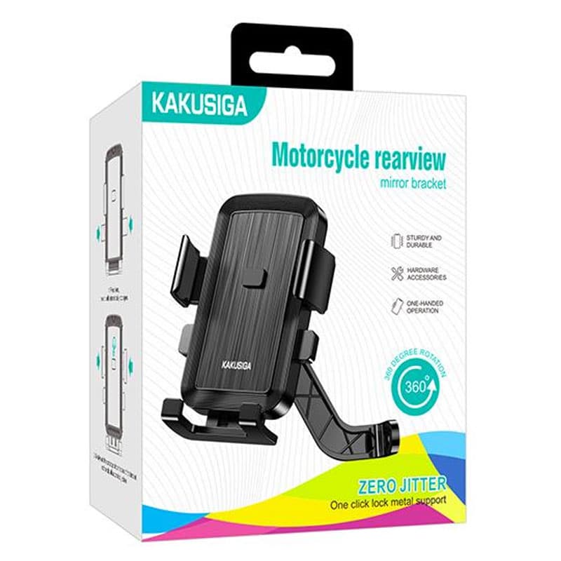 Kaku (KSC-1519) - Suport Moto/Bike, montaj Oglinda, cleme laterale, AutoLock, 360°, Black 1