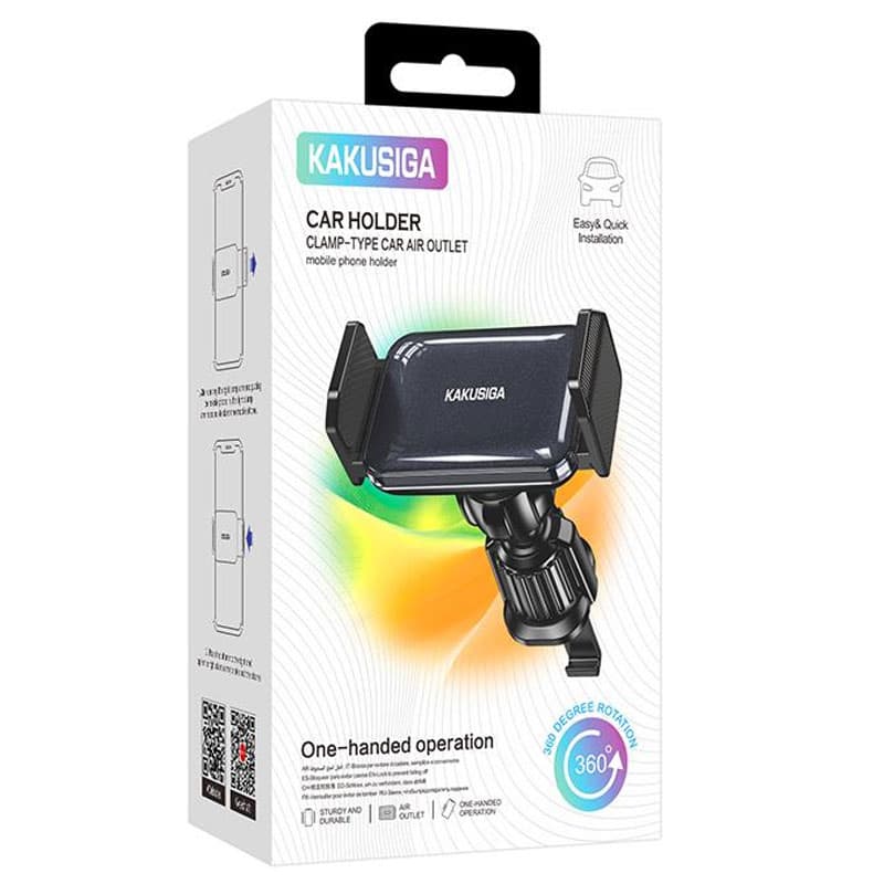 Kaku (KSC-1495) - Suport Auto, montaj Ventilatie, cleme laterale, 360°, AutoGravity, PullCliPhone, Black 1