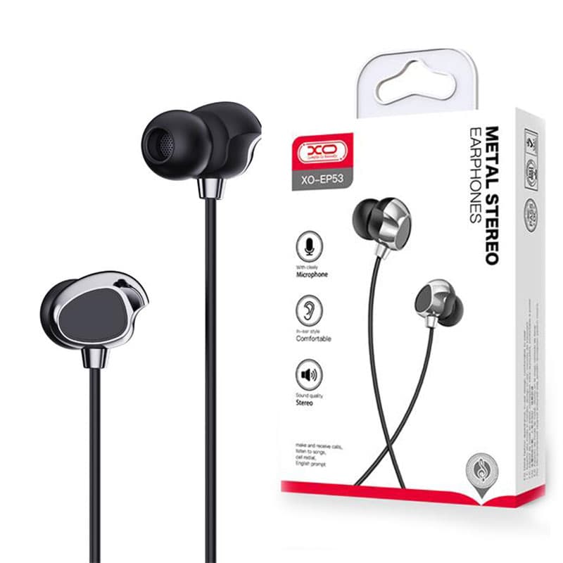 XO (EP53) - Casti cu Fir, In Ear, 3.5mm, 1.2m, Mic &amp; Volume Key, HiFi, Black 1