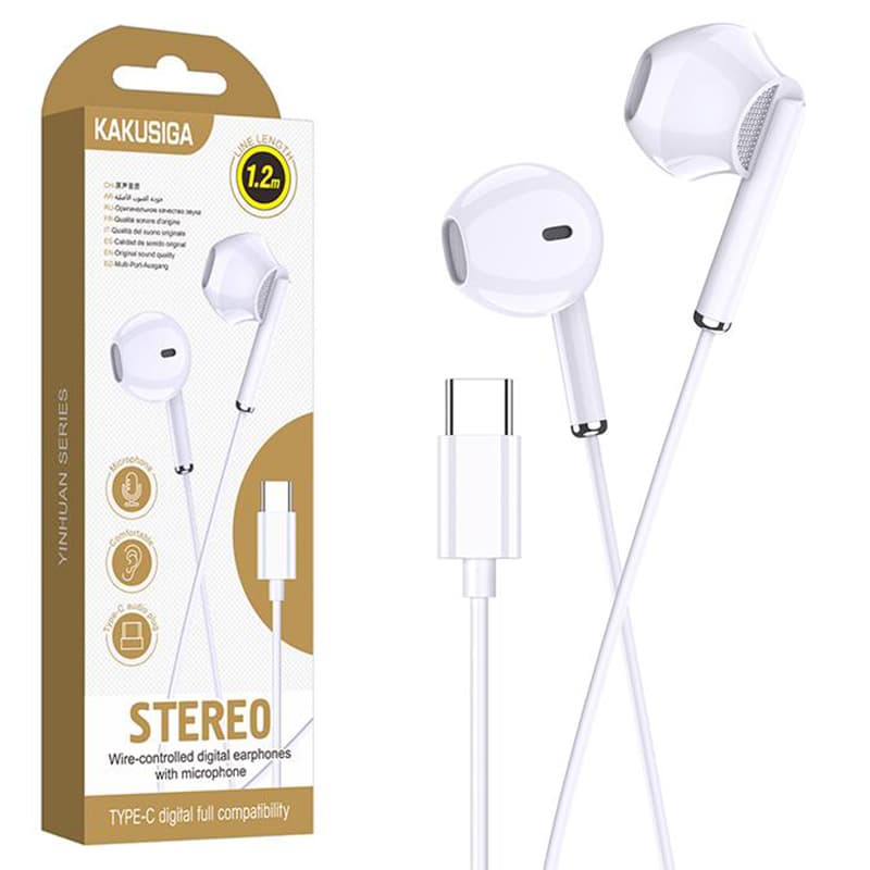 Kaku (KSC-1295) - Casti cu Fir, In Ear, USB-C, 1.2m, Mic &amp; Volume Key, White 1
