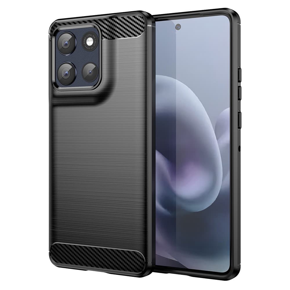 Husa Brush, pentru Moto G86/G100, TPU, Metall Look, Black 1