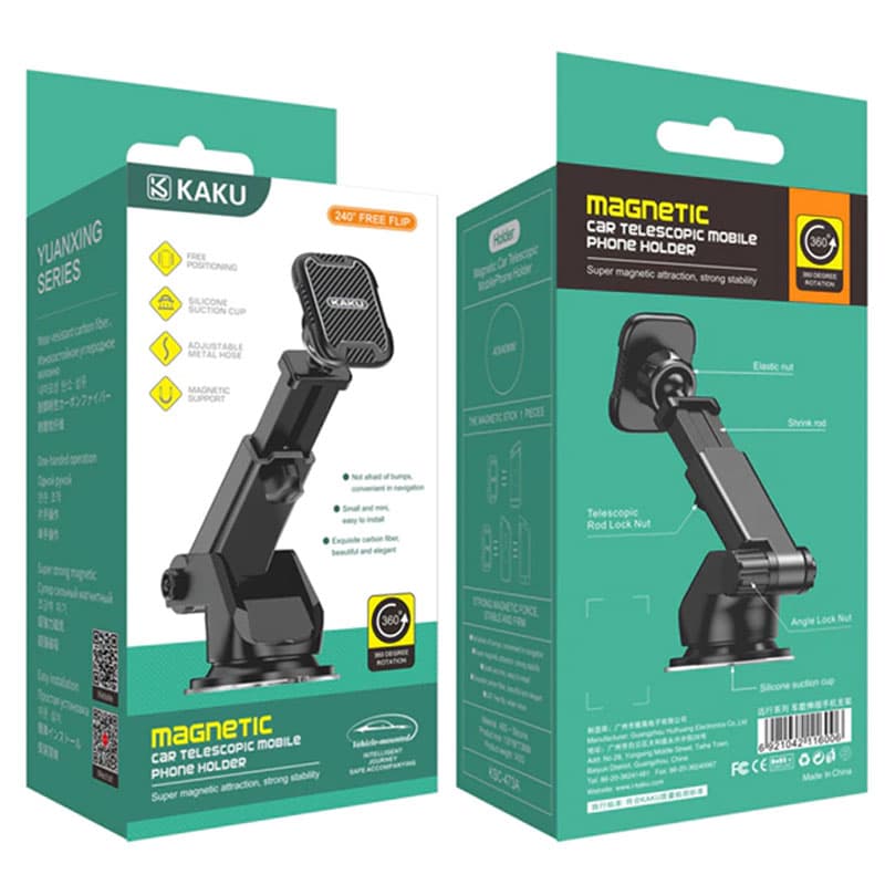 Kaku (KSC-473A) - Suport Auto, cu cleme laterale, montaj Bord, MultiAngle, brat ajustabil, Black 1