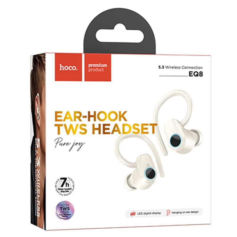 Hoco (EQ8) - Casti Wireless, Ear Buds, BT 5.3, 180h StandBy, 500mAh, Power LED, Purejoy, MILKY White 1