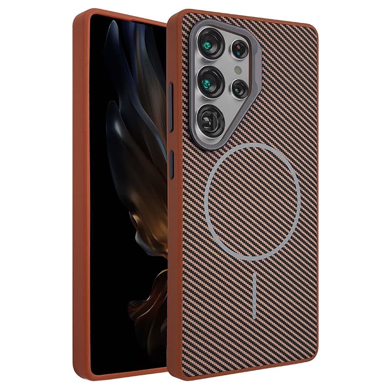 Husa MagFiber » Samsung S25, Carbon MagCase, AntiShock, Brown 1