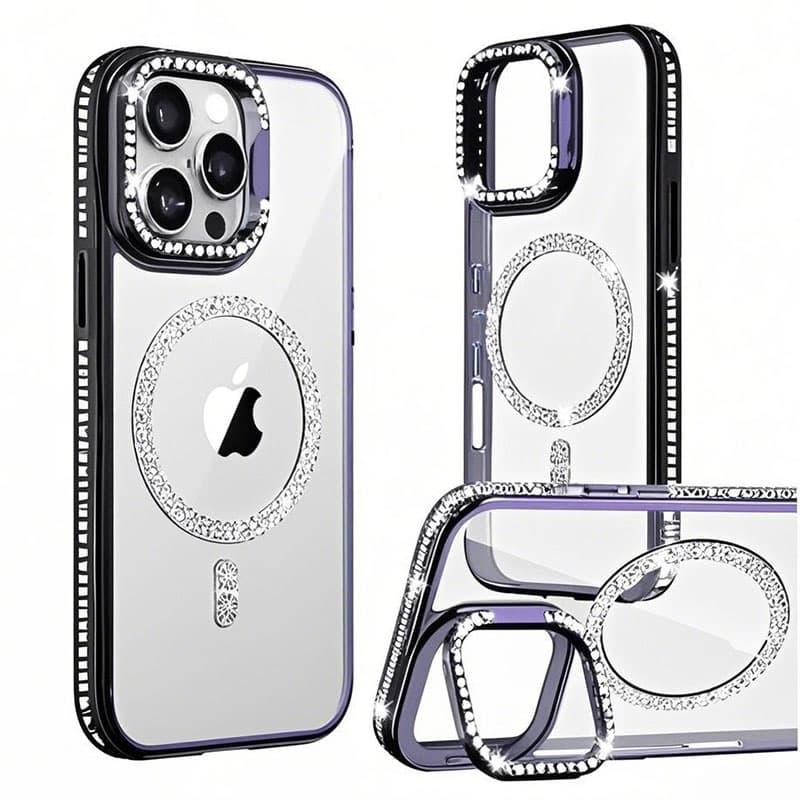 Husa Crystal Plated » iPhone 15 Pro Max, MagCase, CamStand, Black 1