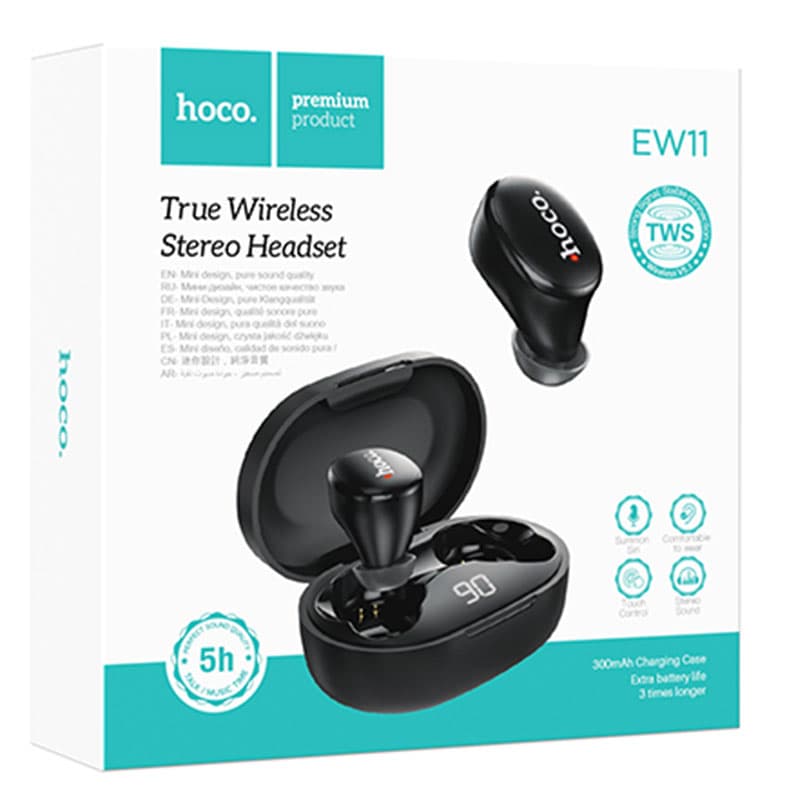 Hoco (EW11) - Casti Wireless, Ear Buds, BT 5.1, 200h StandBy, 300mAh, Melody, Black 1