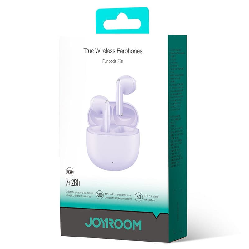 Joyroom (JR-FB1) - Casti Wireless, Ear Buds, BT 5.3, StandBy, 400mAh, Husa Silicon, Purple 1