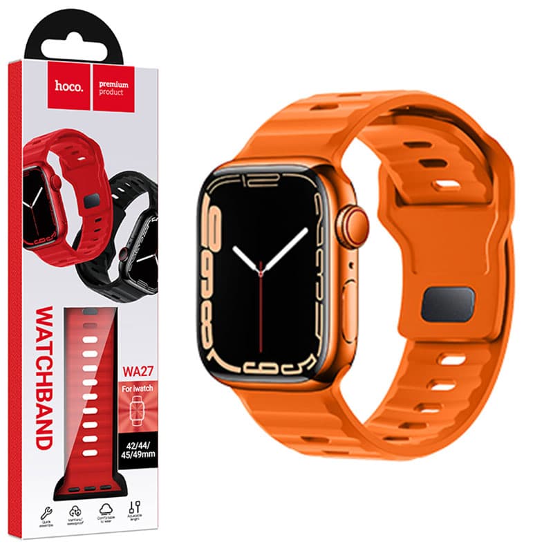 Hoco (WA27) - Curea silicon, Universal Size (42/44/45/49mm) - Flexibile Band, Stepped, Orange