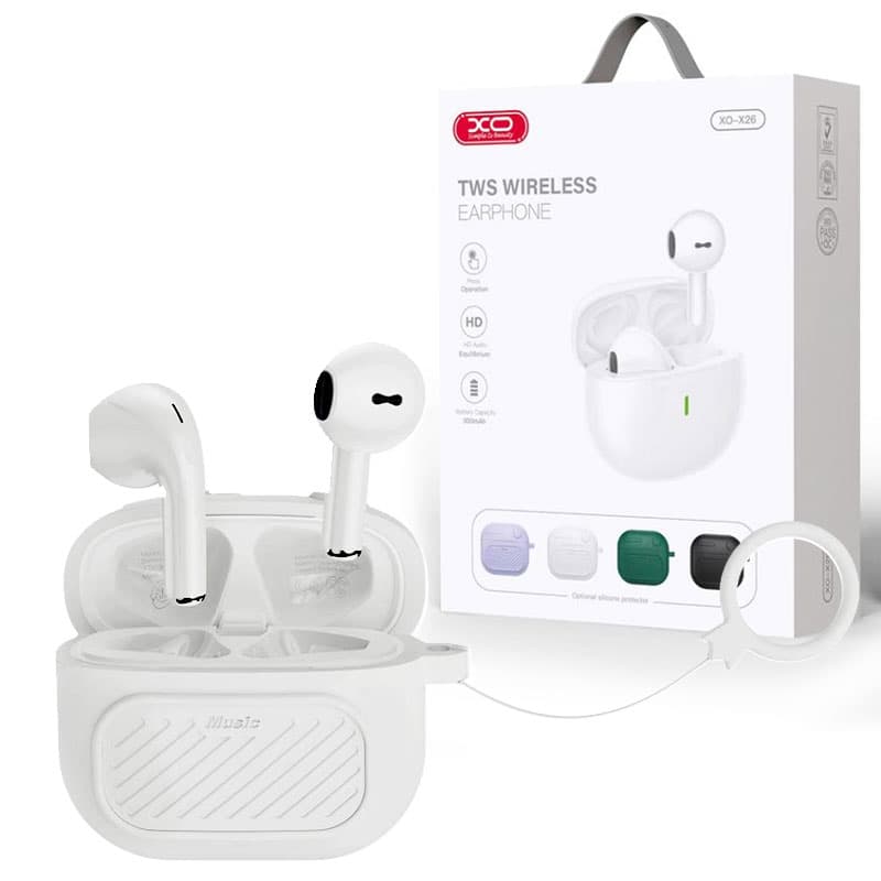 XO (X26) - Casti Wireless, Ear Buds, BT 5.1, 180h StandBy, 300mAh, Husa + Lanyard, White 1