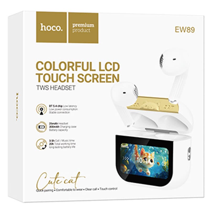 Hoco (EW89) - Casti Wireless, 300 mAh, funcții multiPhonele, White 1