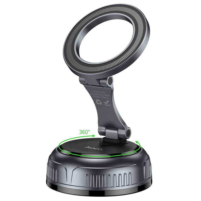 Hoco (H92) » Suport Auto, Magnetic, montaj Bord, Suction Cup, Pliabil, MultiAngle, Black METAL Grey 1