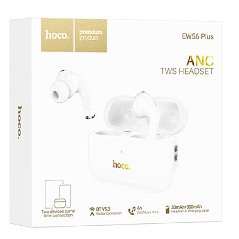 Hoco (EW56 Plus) - Casti Wireless, Ear Buds, 150h StandBy, ENC Noise, Generoso, White 1