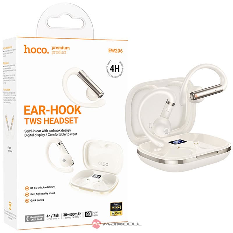 Hoco (EW206) - Casti Wireless, BT 6.0, EarBuds, Etui incarcare cu display LED, Silver 1
