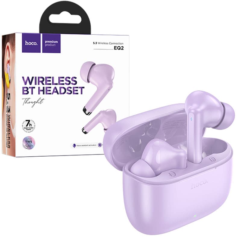 Hoco (EQ2) - Casti Wireless, Ear Buds, BT 5.3, 180h StandBy, 300mAh, Thought, Purple 1