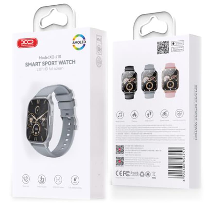 XO(J10) - Ceas SmartWatch, Amoled, BT 5.3, 260mAh, Star Mist, Square Sport, Grey 1