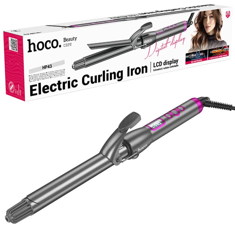 Hoco (HP43) - Ondulator electric manual, temperatură reglabilă, afișaj digital, Grey