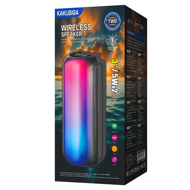 Kaku (KK-3203) Boxa Portabila, Wireless BT 5.3, iluminare LED ambient, 10W, 1500mAh, Black 1