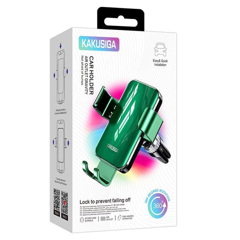 Kaku (KSC-1496) - Suport Auto, montaj Ventilatie, cleme laterale, 360°, brat flexibil, Green 1