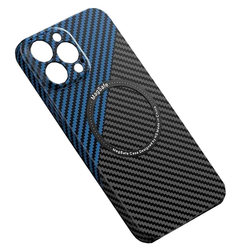 Husa iPefet Carbon » iPhone 11 Pro Max, Kevlar Pattern, cu MagSafe, Black/Blue 1