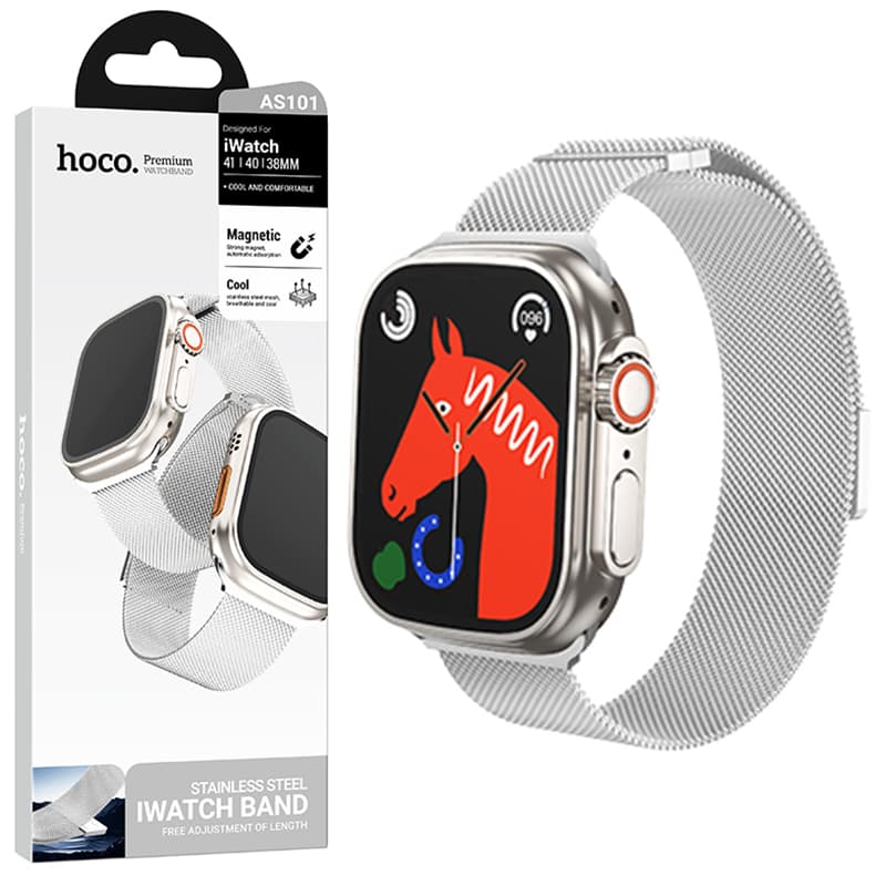Hoco (AS101) - Curea iWatch (42/44/45/49mm) Milanese, Metall - Black