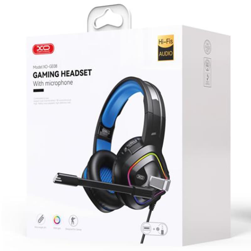 XO (GE-08) - Casti cu Fir, Over Ear, 3.5mm, m cablu, Gaming, USB-A, Black 1