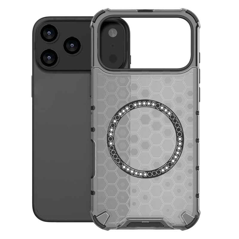 Husa HoneyComb » iPhone 17 Pro Max, cu extra protectie colturi, cu MagSafe,Grey 1