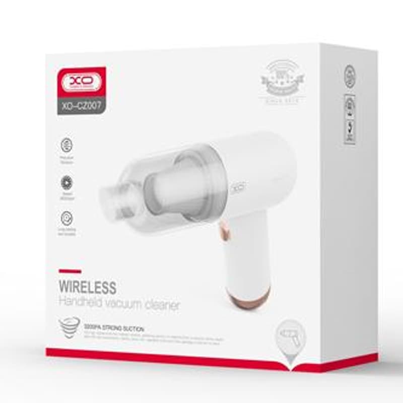 XO (CZ007) - Aspirator portabil, auto/casa, 5000mAh, motor cu perii, 37W, filtru, White 1