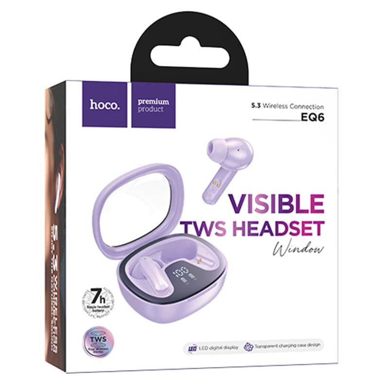 Hoco (EQ6) - Casti Wireless, Ear Buds, BT 5.3, 180h StandBy, 320mAh, Shadow, Purple 1