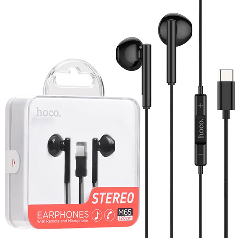 Hoco (M65) - Handsfree, In Ear, USB-C, 1.2m, Driving, Black 1