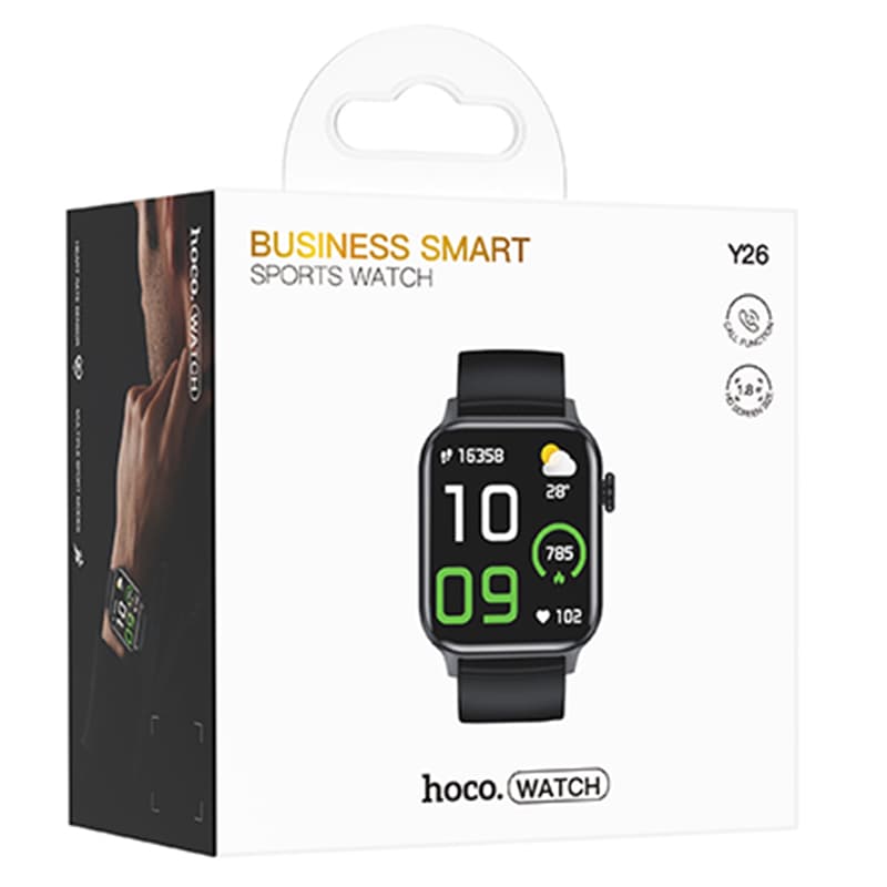 Hoco (Y26) - Ceas SmartWatch, Sport, BT 5.0, functie de apel, 230mAh, Multilanguage, Black 1