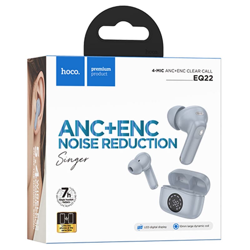 Hoco (EQ22) - Casti Wireless, Ear Buds, BT 5.4, 40/400mAh, ANC+ENC, PowerLED, Star/Blue 1