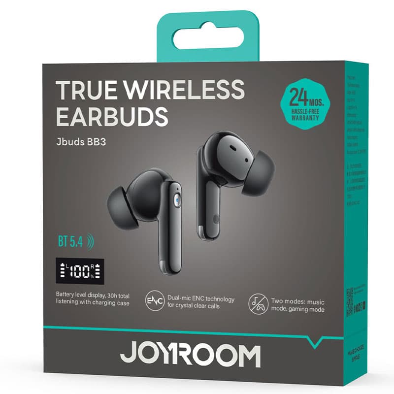Joyroom (JR-BB3) - Casti Wireless, Ear Buds, BT 5.4, 40/400mAh, 7h, Power LED, Waterproof, Black 1