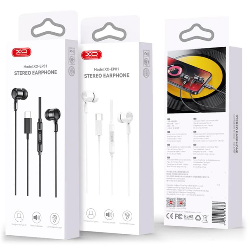 XO (EP81) - Casti cu Fir, In Ear, USB-C, 1.2m cablu, Digital, White 1