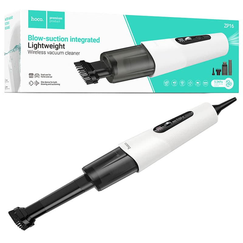 Hoco (ZP16) - Aspirator portabil, 50W, 3600mAh, Dual Function suflare / aspirare, White 1