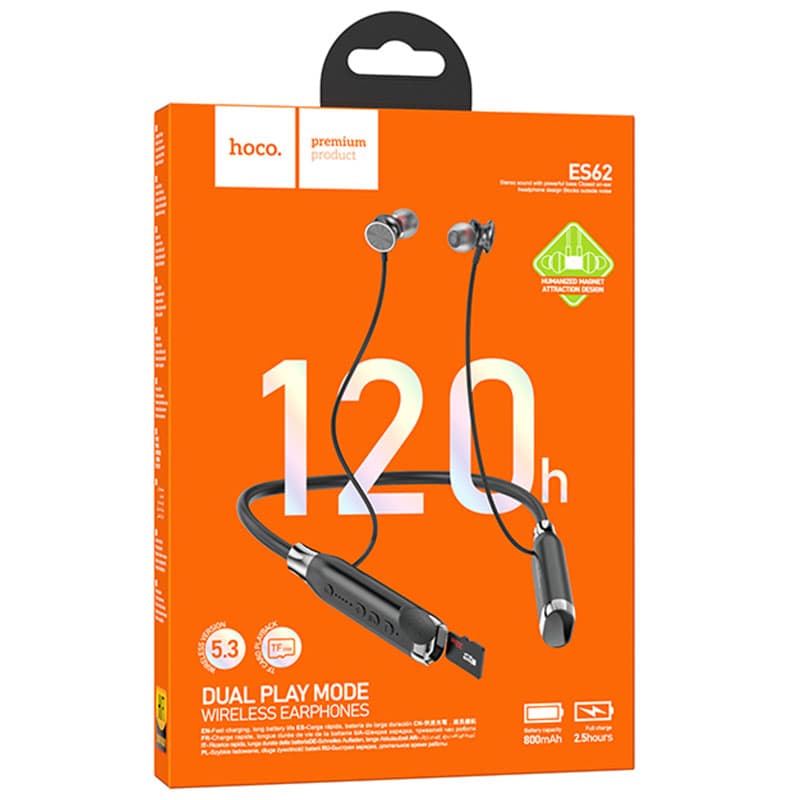 Hoco (ES62) - Casti Wireless, InEar, Neck-Mount, BT 5.3, 800mAh, 120h, Black 1
