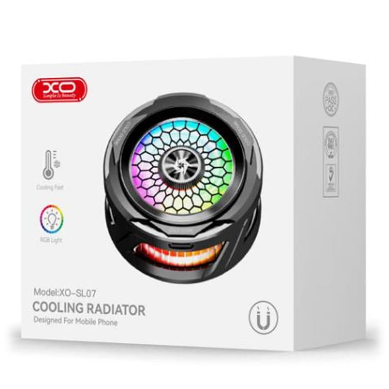 XO (SL07) - Cooler/Ventilator pentru spate telefon, afisaj temperatura, Ambinet Light, Black 1