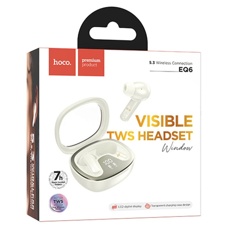 Hoco (EQ6) - Casti Wireless, Ear Buds, BT 5.3, 180h StandBy, 320mAh, Shadow, White 1