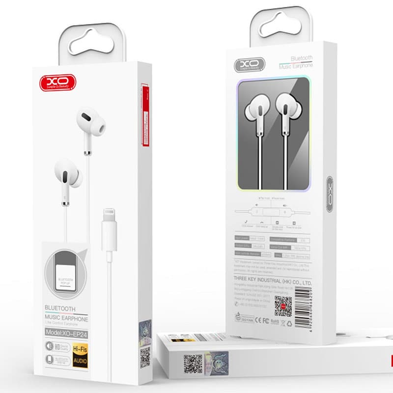 XO (EP24) - Casti cu Fir, In Ear, Lightning, 1.2m, BT Conect Pop-Up, HiFi, White 1