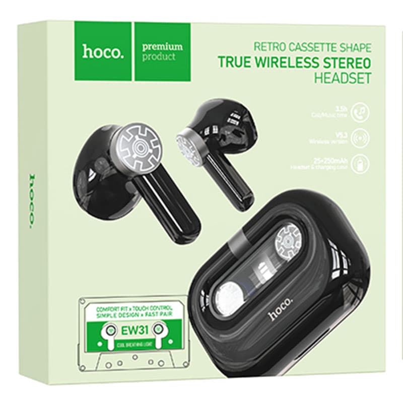 Hoco (EW31) - Casti Wireless, Ear Buds, BT 5.3, 150h StandBy, 250mAh, Perfection, Black 1