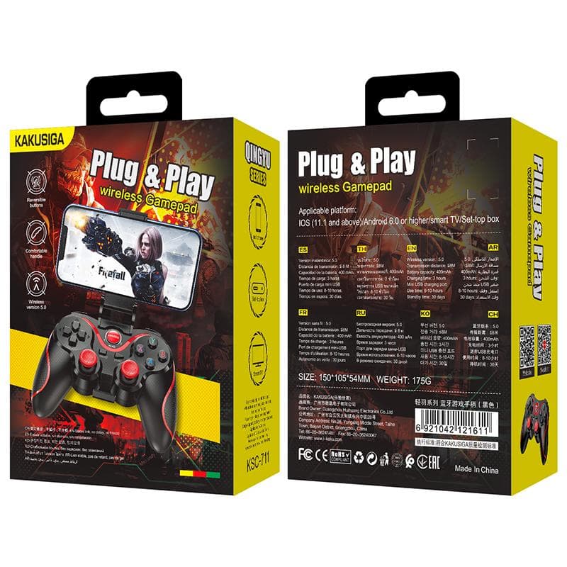 Kaku (KSC-711) - Controler jocuri pentru telefon, Wireles, BT 5.0, 400mAh, iOS / Android, Black 1