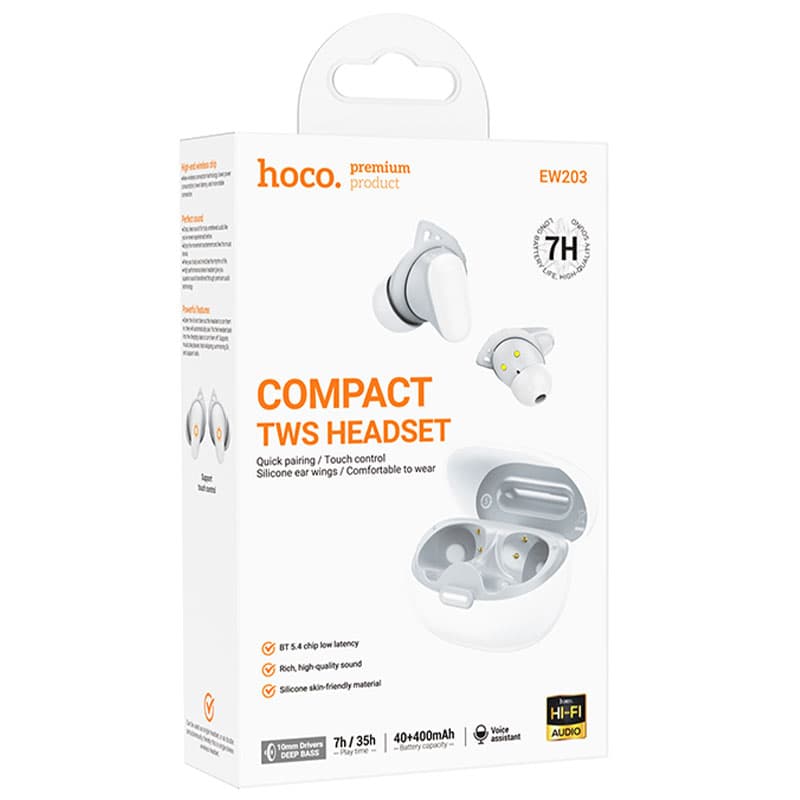 Hoco (EW203) - Casti Wireless, Ear Buds, Ear Buds, BT 5.4, 300mAh, Stereo, White 1