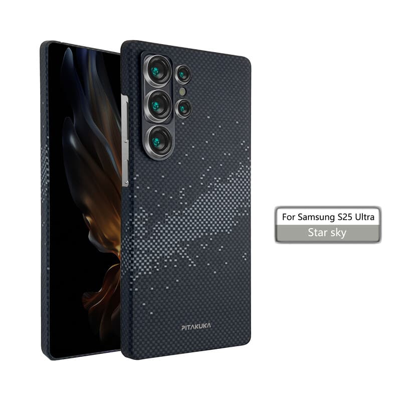Husa Aramid PTK » Samsung S25 Plus, Kevlar Fiber, cu MagSafe, Splash Grey