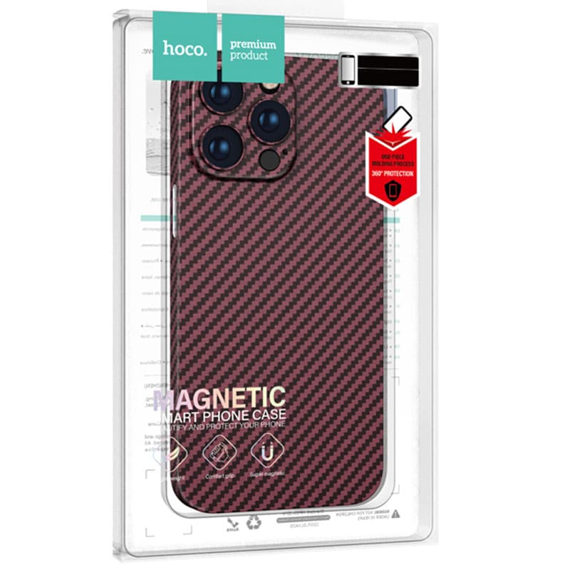 Husa Hoco » iPhone 14 Pro Max, MagSafe Carbon Fiber, Aramida, Red 1