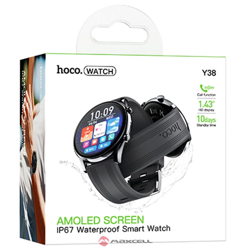 Hoco (Y38) - Ceas SmartWatch, BT 5.3, AMOLED, 300mAh, Black 1