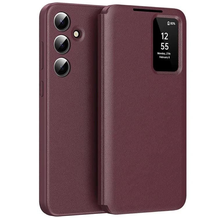 Husa Flip Smart » Samsung S24 Ultra, Magnetic View, Wallet, Red Bordo 1