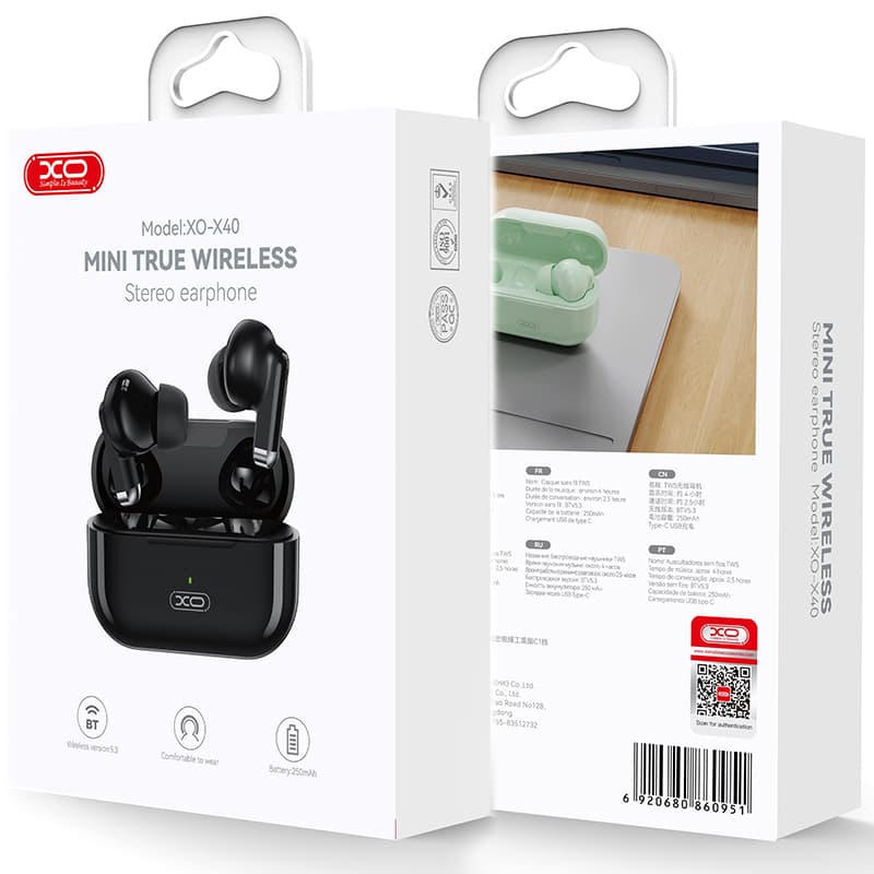 XO (X40) - Casti Wireless, Ear Buds, BT 5.3, 250mAh, Black 1