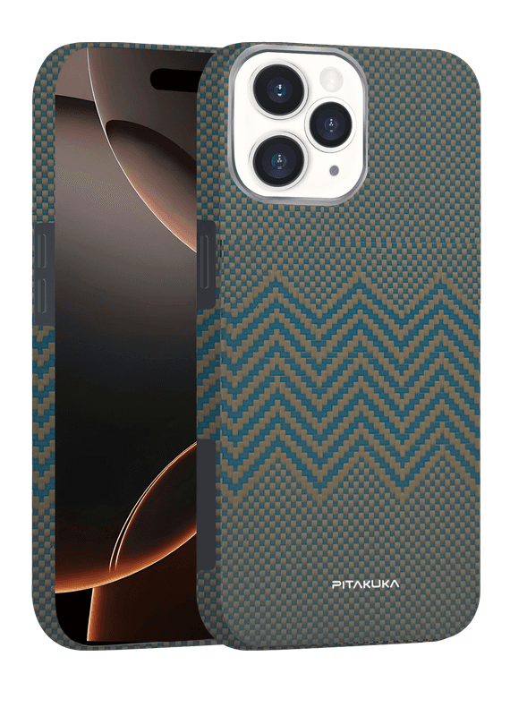 Husa Aramid PTK » iPhone 16, Kevlar Fiber, cu MagSafe, Twill Gold 1