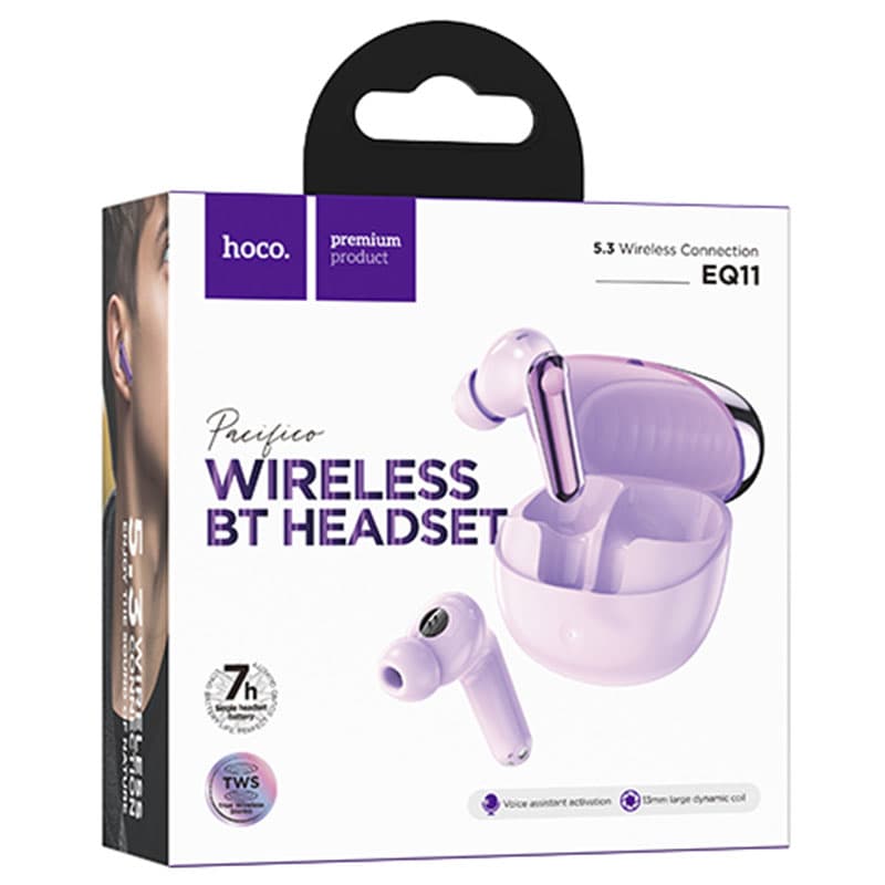 Hoco (EQ11) - Casti Wireless, Ear Buds, BT 5.3, 180h StandBy, 400mAh, Pacifico, Purple 1