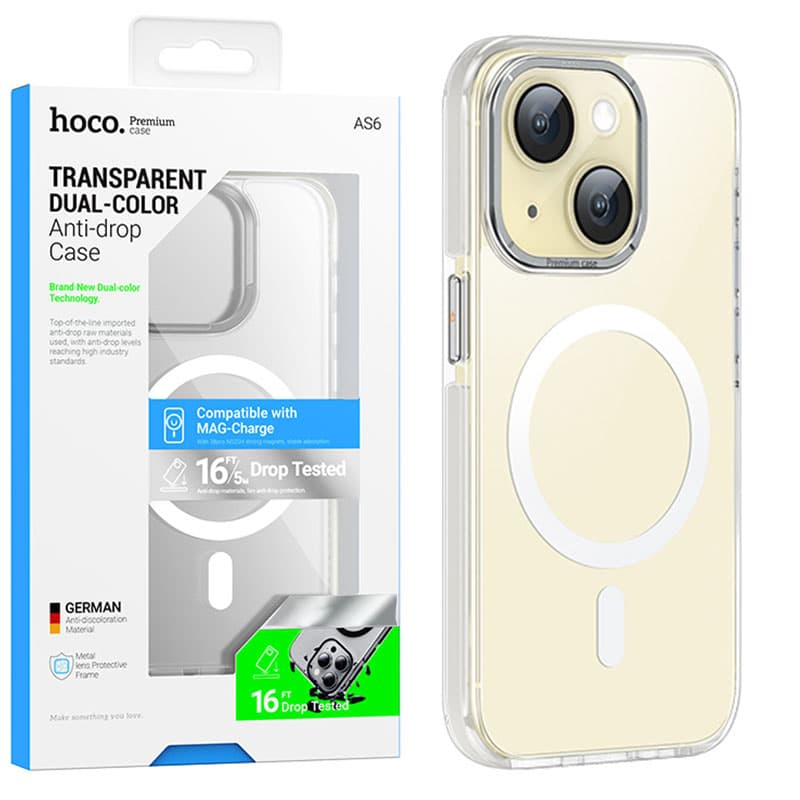 Husa Hoco (AS6) » iPhone 15 Pro - MagSafe, Grip honeEdge, Clear / Grey 1